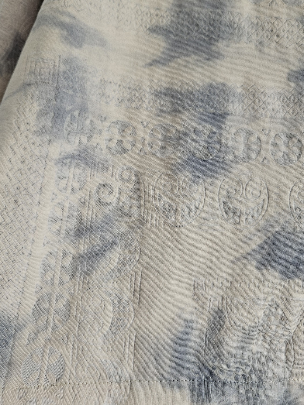 We The Free Tie-Dye Lightweight Long Sleeve Top in Blue and Cream Boho Oversized - Picture 7 of 7